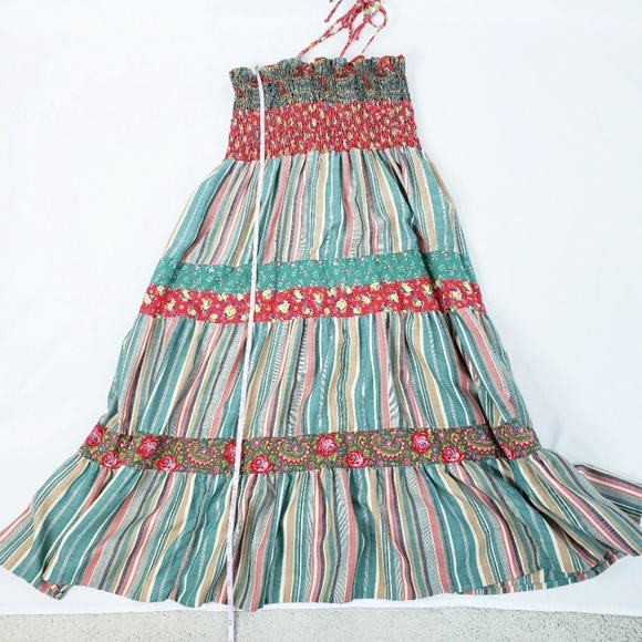 *Last Chance* Vintage Smocked Tiered Floral Midi Dress Boho Cottagecore - Picture 11 of 16